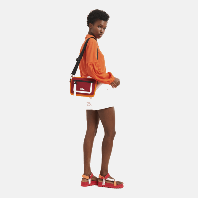 Longchamp 6DPZ335 laranja/vinho homens bolsa para câmera le pliage collection s