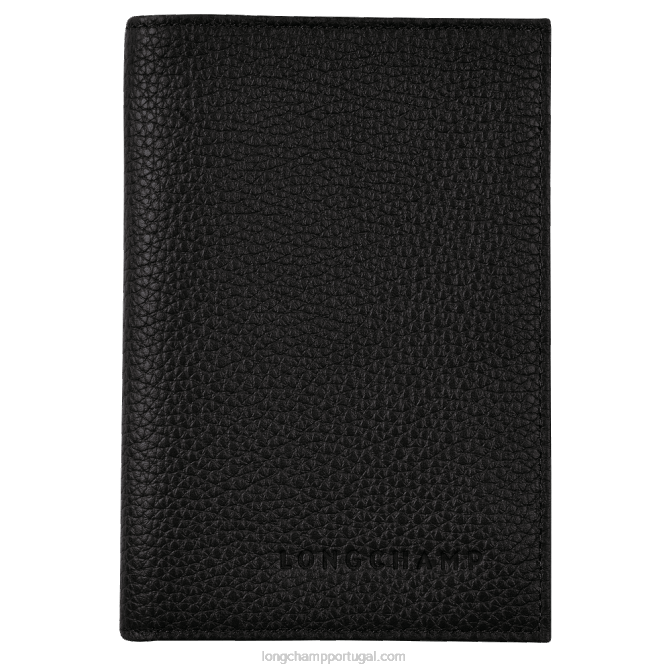 Longchamp 6DPZ724 preto homens Capa para passaporte Le Foulonne