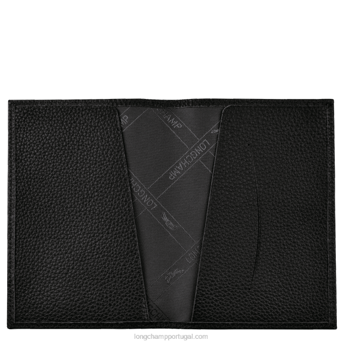 Longchamp 6DPZ724 preto homens Capa para passaporte Le Foulonne