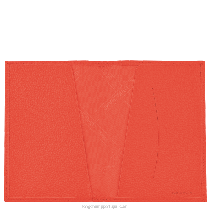 Longchamp 6DPZ725 laranja homens Capa para passaporte Le Foulonne