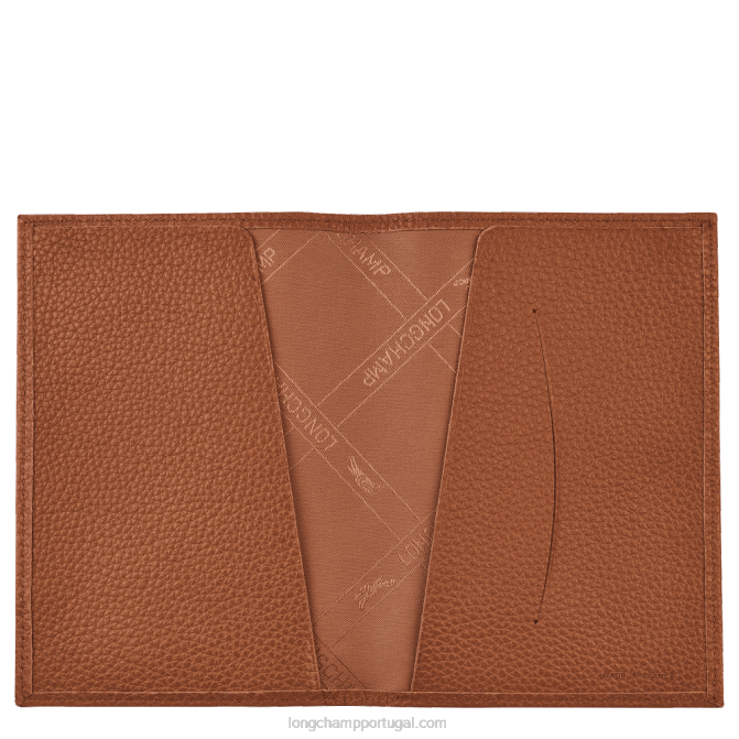 Longchamp 6DPZ726 caramelo homens Capa para passaporte Le Foulonne