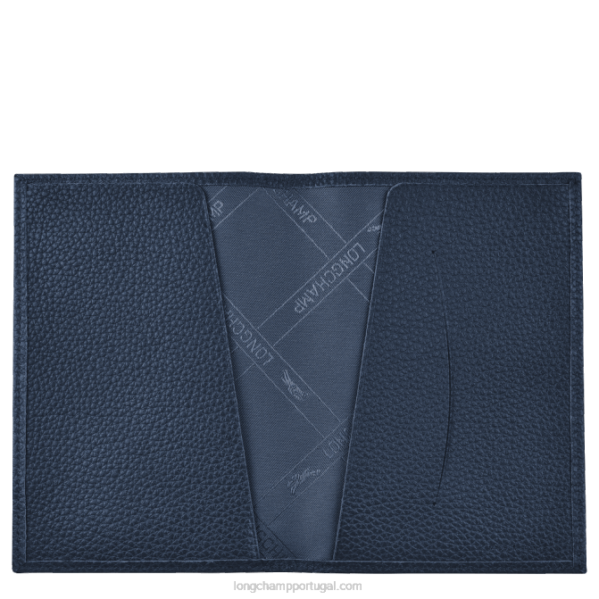 Longchamp 6DPZ730 marinha homens Capa para passaporte Le Foulonne