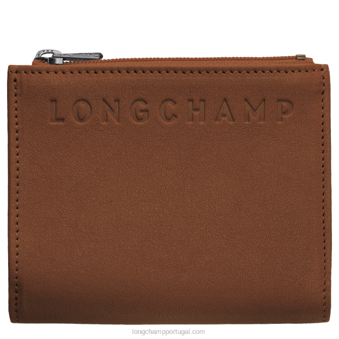 Longchamp 6DPZ625 conhaque homens carteira 3d