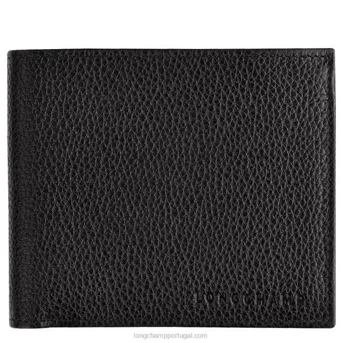 Longchamp 6DPZ627 preto homens carteira Le Foulonne