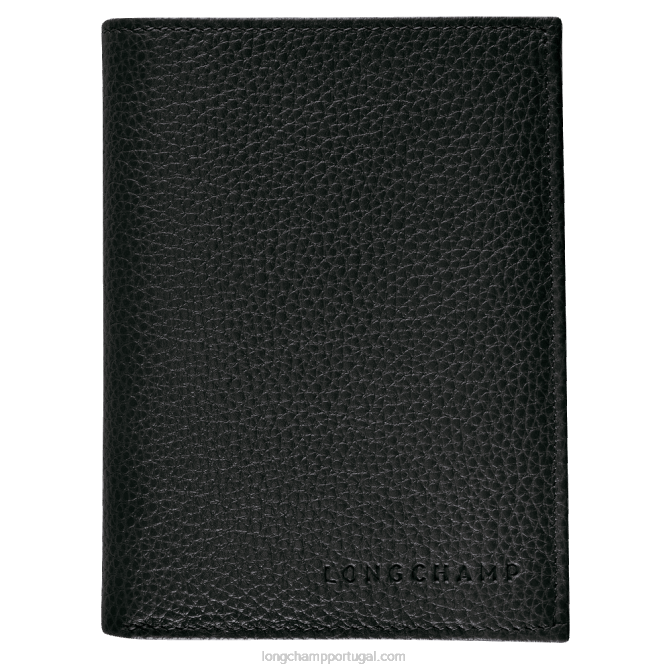 Longchamp 6DPZ630 preto homens carteira Le Foulonne