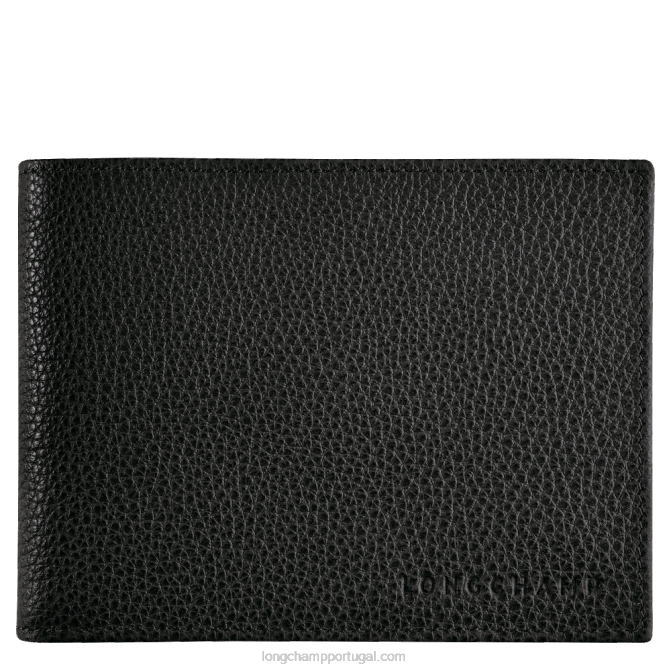 Longchamp 6DPZ633 preto homens carteira Le Foulonne