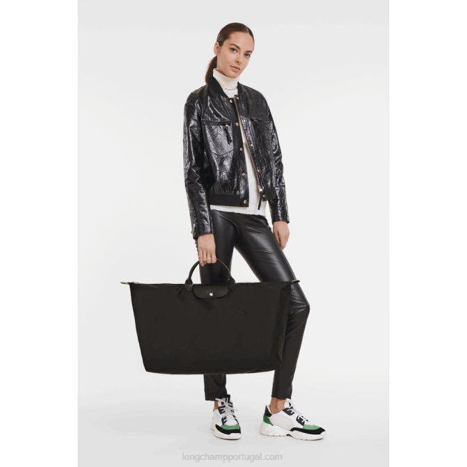 Longchamp 6DPZ793 preto homens mala de viagem verde le pliage m