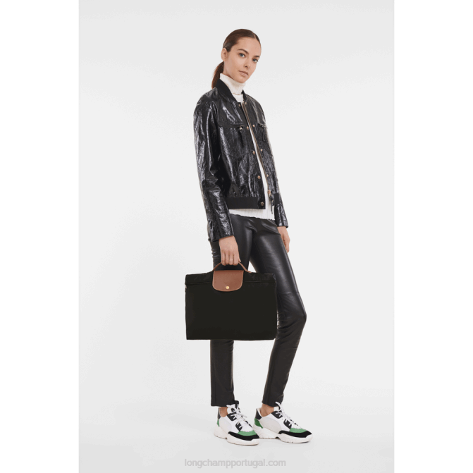 Longchamp 6DPZ485 preto homens pasta original le pliage s