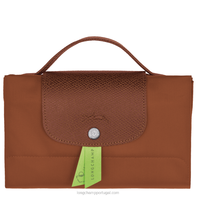 Longchamp 6DPZ494 conhaque homens le pliage pasta de documentos verde