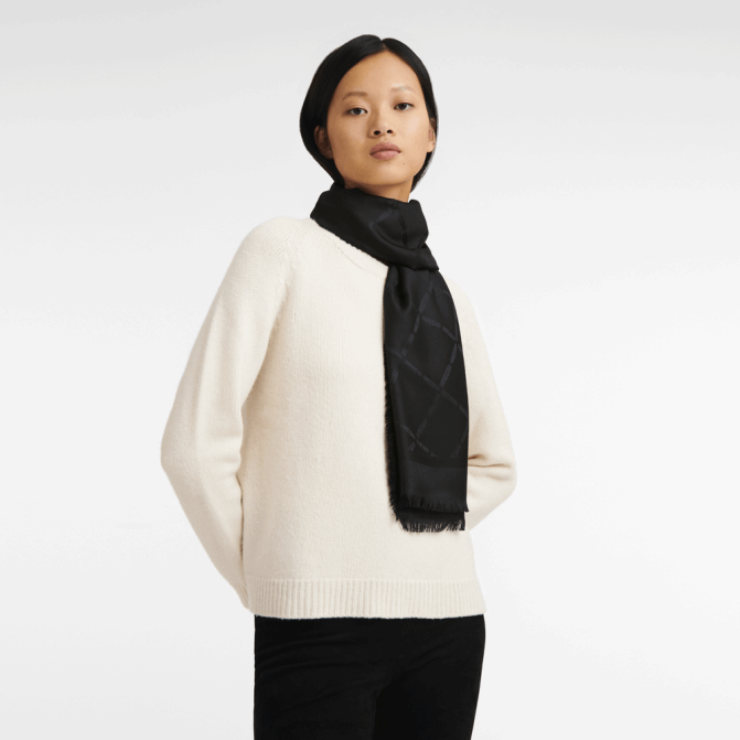 Longchamp 6DPZ1001 preto mulheres xale coleção primavera/verão 2023