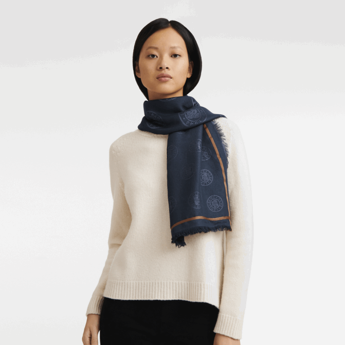 Longchamp 6DPZ979 marinha mulheres xale coleção primavera/verão 2023