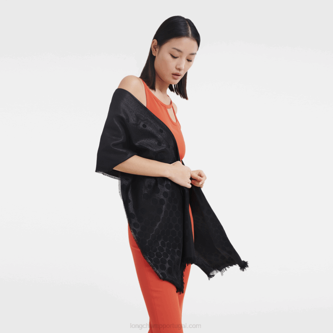 Longchamp 6DPZ991 preto mulheres estola coleção primavera/verão 2023