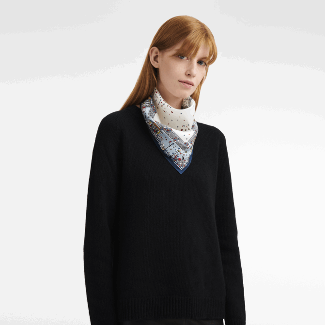 Longchamp 6DPZ1009 marinha mulheres lenço de seda coleção primavera/verão 2023