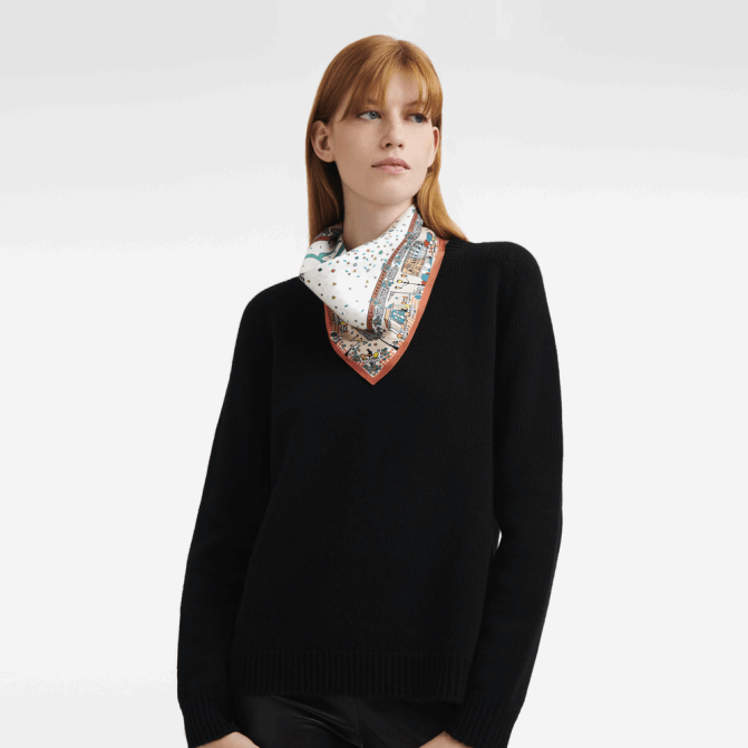Longchamp 6DPZ1010 laranja mulheres lenço de seda coleção primavera/verão 2023