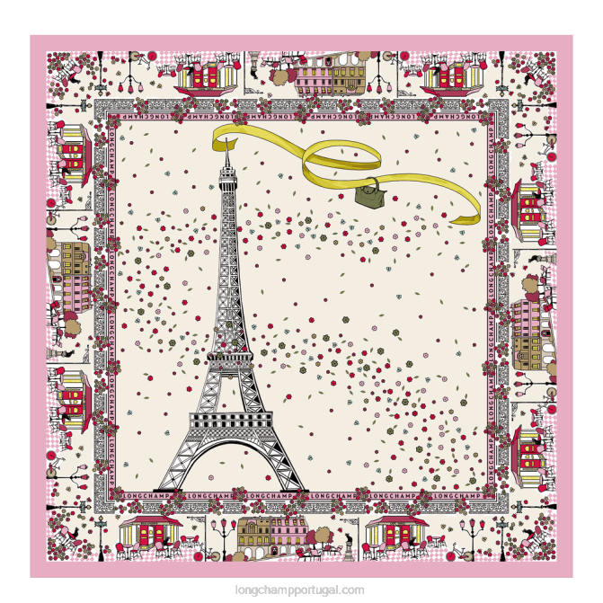 Longchamp 6DPZ1011 rosa mulheres lenço de seda coleção primavera/verão 2023