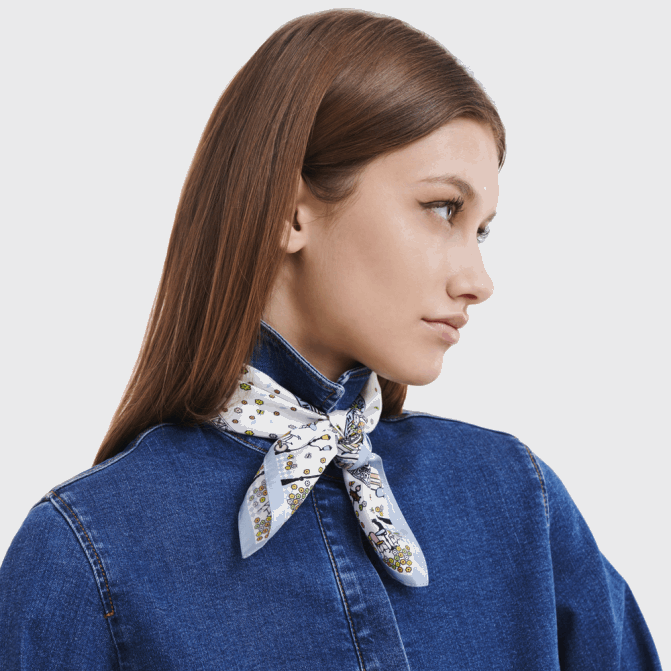 Longchamp 6DPZ1013 nuvem azul mulheres lenço de seda coleção primavera/verão 2023