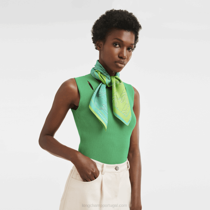 Longchamp 6DPZ1032 turquesa mulheres lenço de seda coleção primavera/verão 2023 70