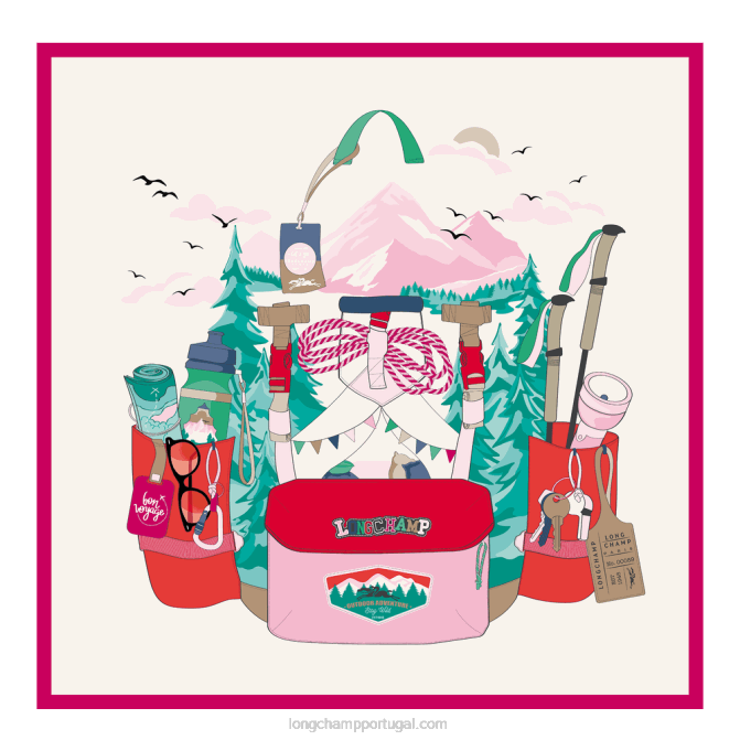 Longchamp 6DPZ1034 rosa mulheres lenço de seda coleção primavera/verão 2023 70