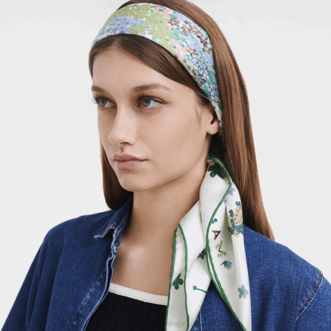 Longchamp 6DPZ1041 grama/luz verde mulheres lenço de seda coleção primavera/verão 2023 90