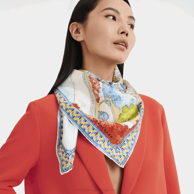 Longchamp 6DPZ1043 azul mulheres lenço de seda coleção primavera/verão 2023 90