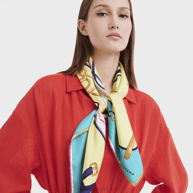 Longchamp 6DPZ1048 turquesa mulheres lenço de seda coleção primavera/verão 2023 90