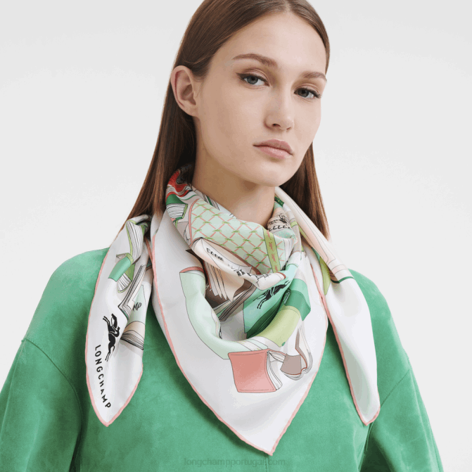 Longchamp 6DPZ1051 celadon mulheres lenço de seda coleção primavera/verão 2023 90