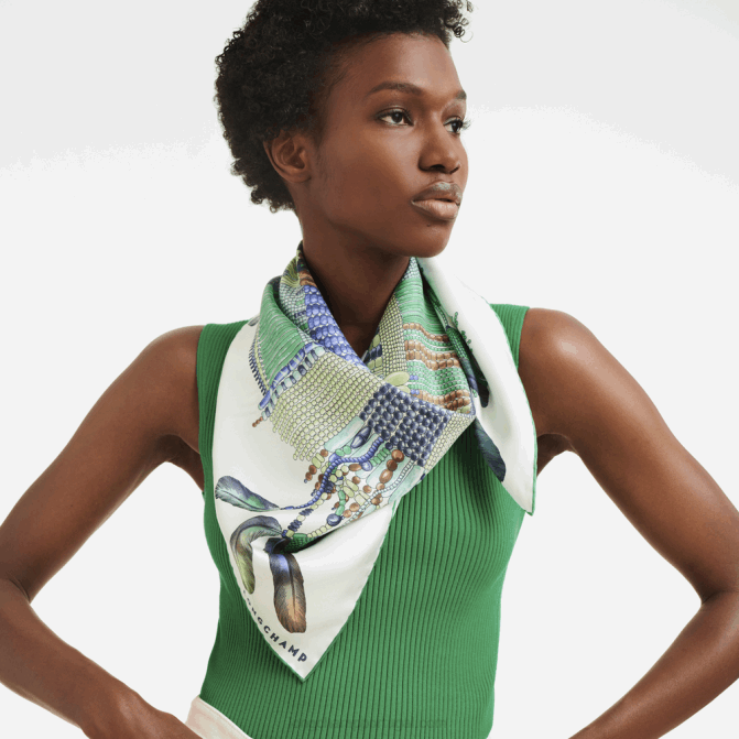 Longchamp 6DPZ1061 grama/luz verde mulheres lenço de seda coleção primavera/verão 2023 90