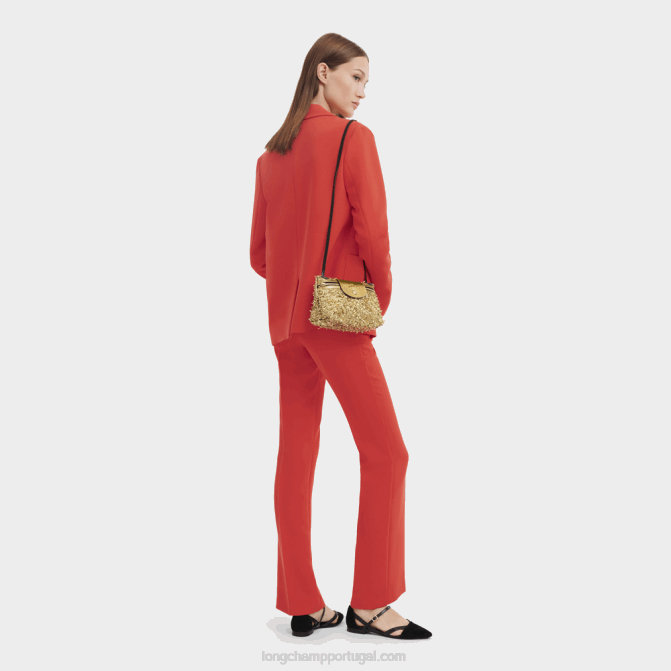 Longchamp 6DPZ222 ouro mulheres bolsa transversal coleção le pliage