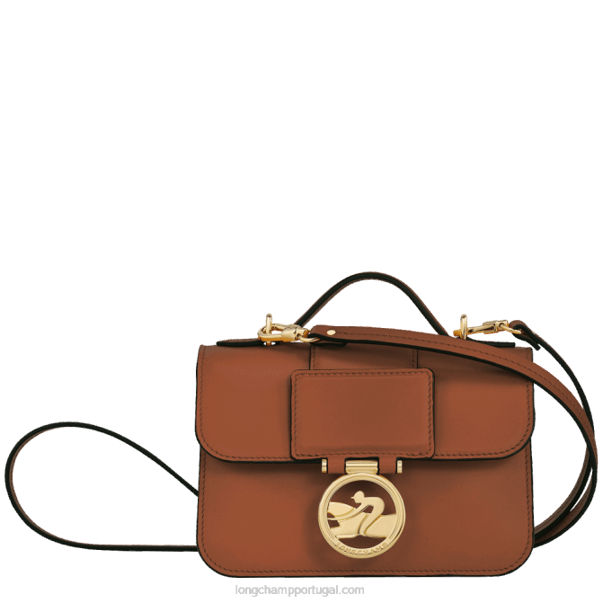 Longchamp 6DPZ236 conhaque mulheres bolsa transversal box trot xs
