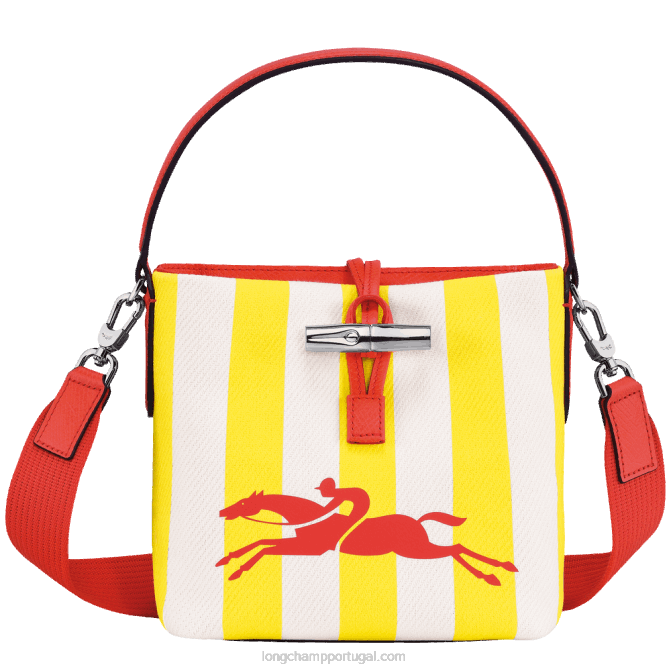 Longchamp 6DPZ245 Branco amarelado mulheres saco de balde essencial roseau xs