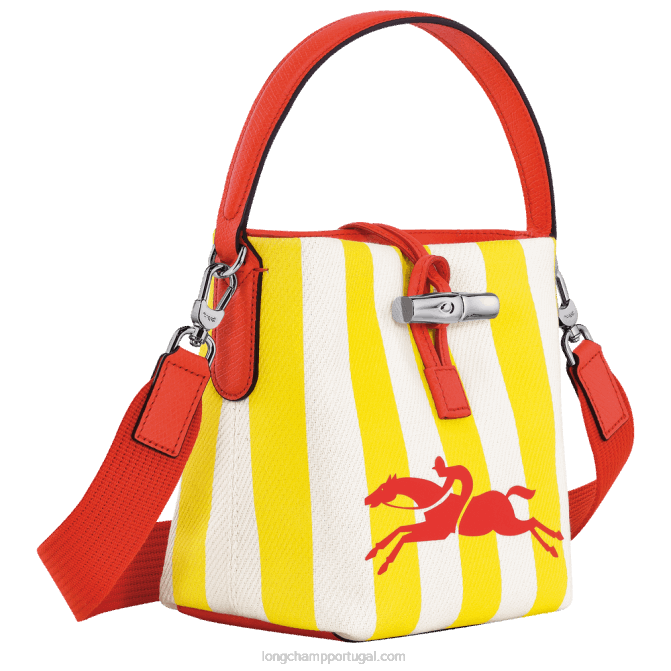 Longchamp 6DPZ245 Branco amarelado mulheres saco de balde essencial roseau xs