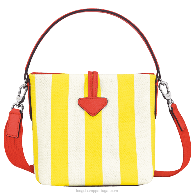 Longchamp 6DPZ245 Branco amarelado mulheres saco de balde essencial roseau xs