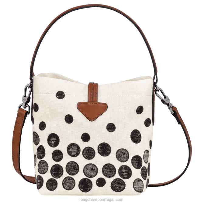 Longchamp 6DPZ256 Preto branco mulheres saco de balde essencial roseau xs