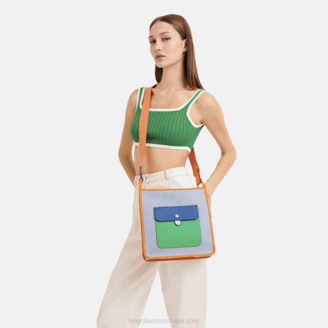 Longchamp 6DPZ260 azul/laranja mulheres bolsa transversal l com zíper Le Folonne
