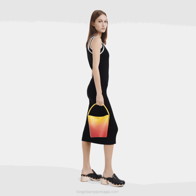 Longchamp 6DPZ133 amarelo alaranjado mulheres saco de balde epuro