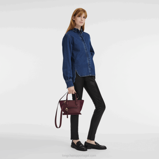 Longchamp 6DPZ161 Borgonha mulheres bolsa de caixa de correio m