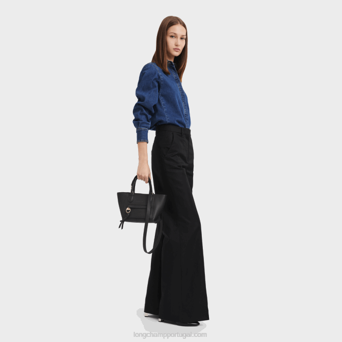 Longchamp 6DPZ163 preto mulheres mala de caixa de correio f