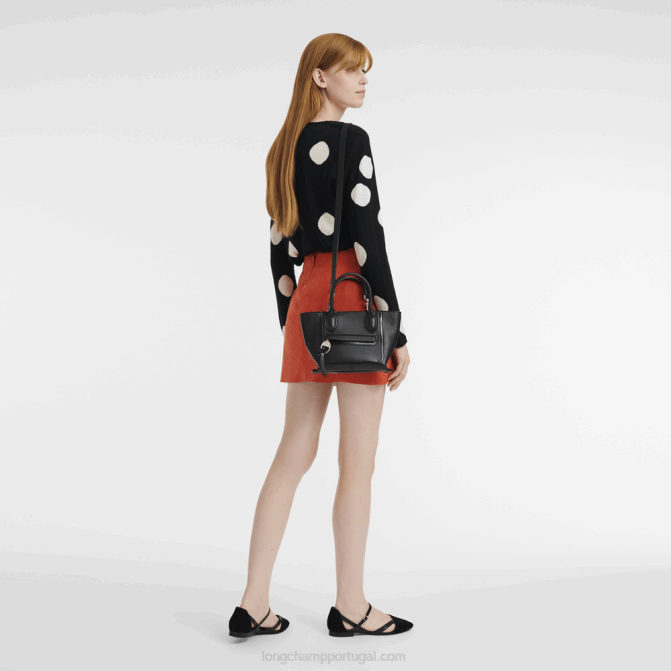 Longchamp 6DPZ175 preto mulheres mala de caixa de correio f