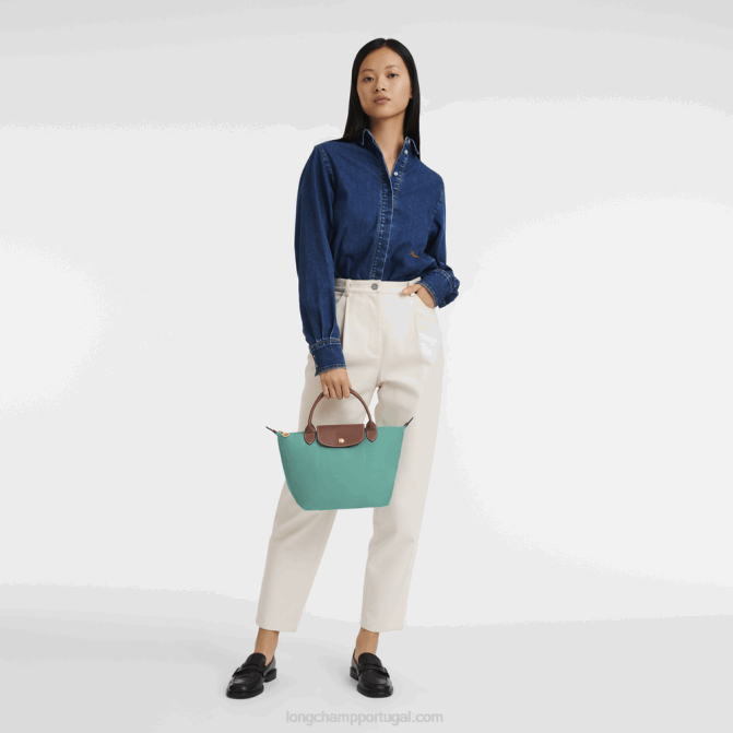 Longchamp 6DPZ201 turquesa mulheres bolsa original le pliage s