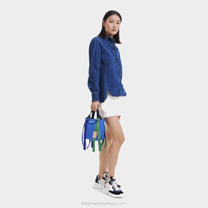 Longchamp 6DPZ44 azul mulheres bolsa le pliage re play xs