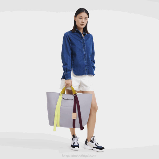 Longchamp 6DPZ54 cinza mulheres bolsa le pliage re play xl