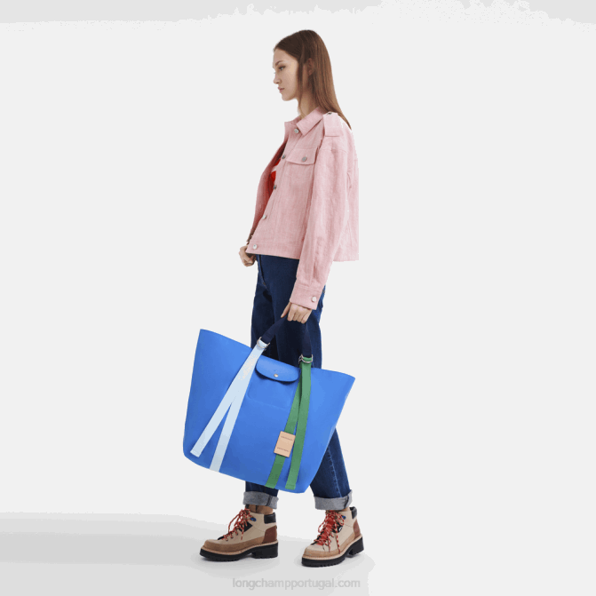 Longchamp 6DPZ55 azul mulheres bolsa le pliage re play xl