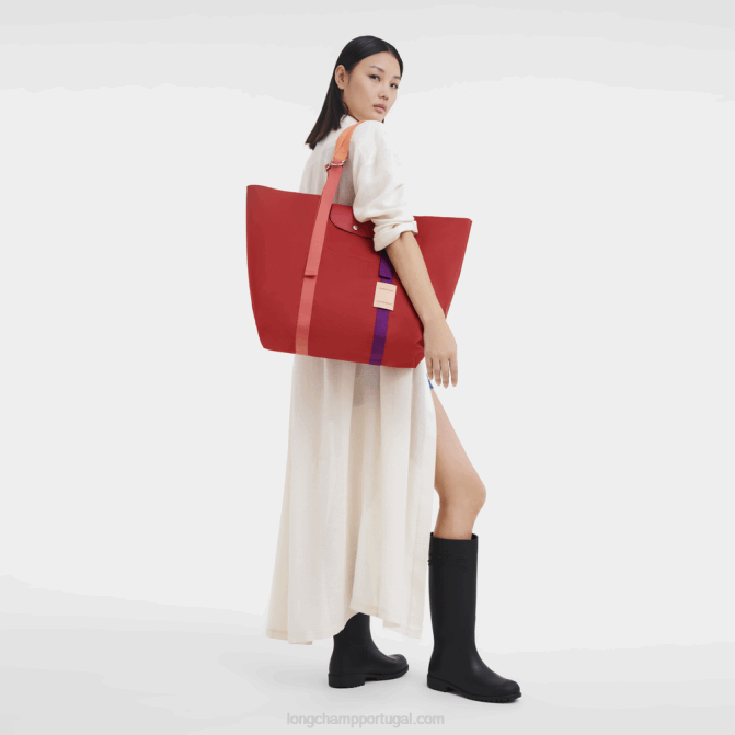 Longchamp 6DPZ58 vermelho mulheres bolsa le pliage re play xl