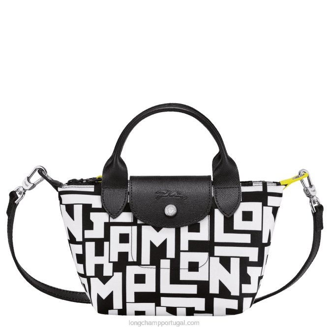 Longchamp 6DPZ89 Preto branco mulheres bolsa le pliage lgp xs