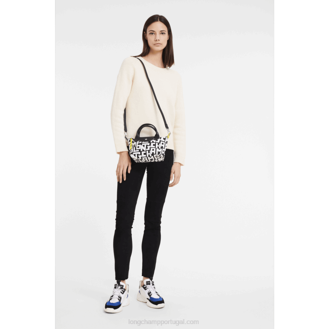 Longchamp 6DPZ89 Preto branco mulheres bolsa le pliage lgp xs