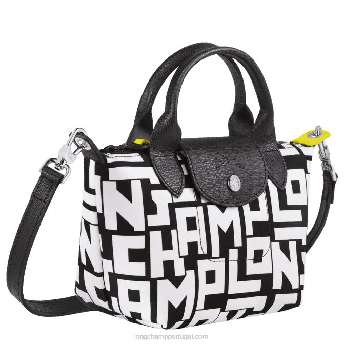 Longchamp 6DPZ89 Preto branco mulheres bolsa le pliage lgp xs