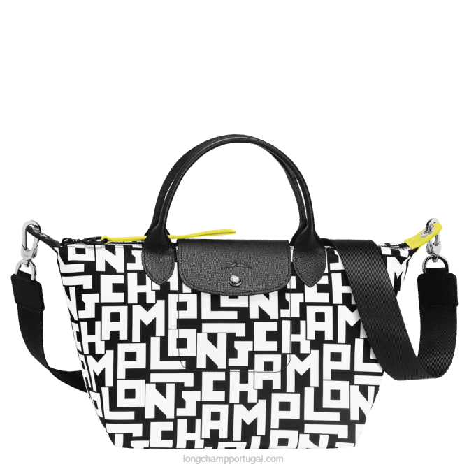 Longchamp 6DPZ90 Preto branco mulheres bolsa lgp le pliage s