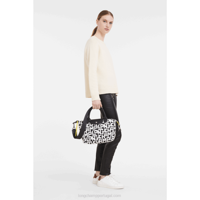 Longchamp 6DPZ90 Preto branco mulheres bolsa lgp le pliage s