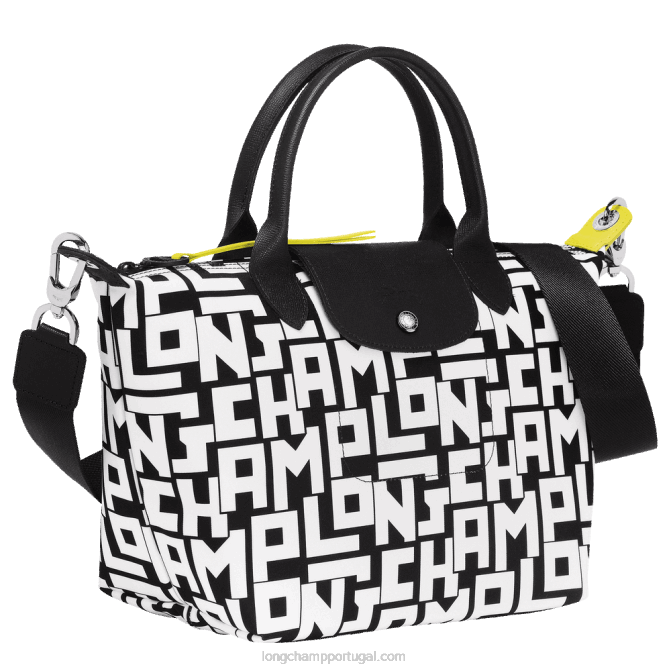 Longchamp 6DPZ90 Preto branco mulheres bolsa lgp le pliage s