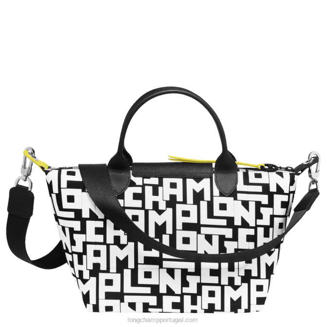 Longchamp 6DPZ90 Preto branco mulheres bolsa lgp le pliage s